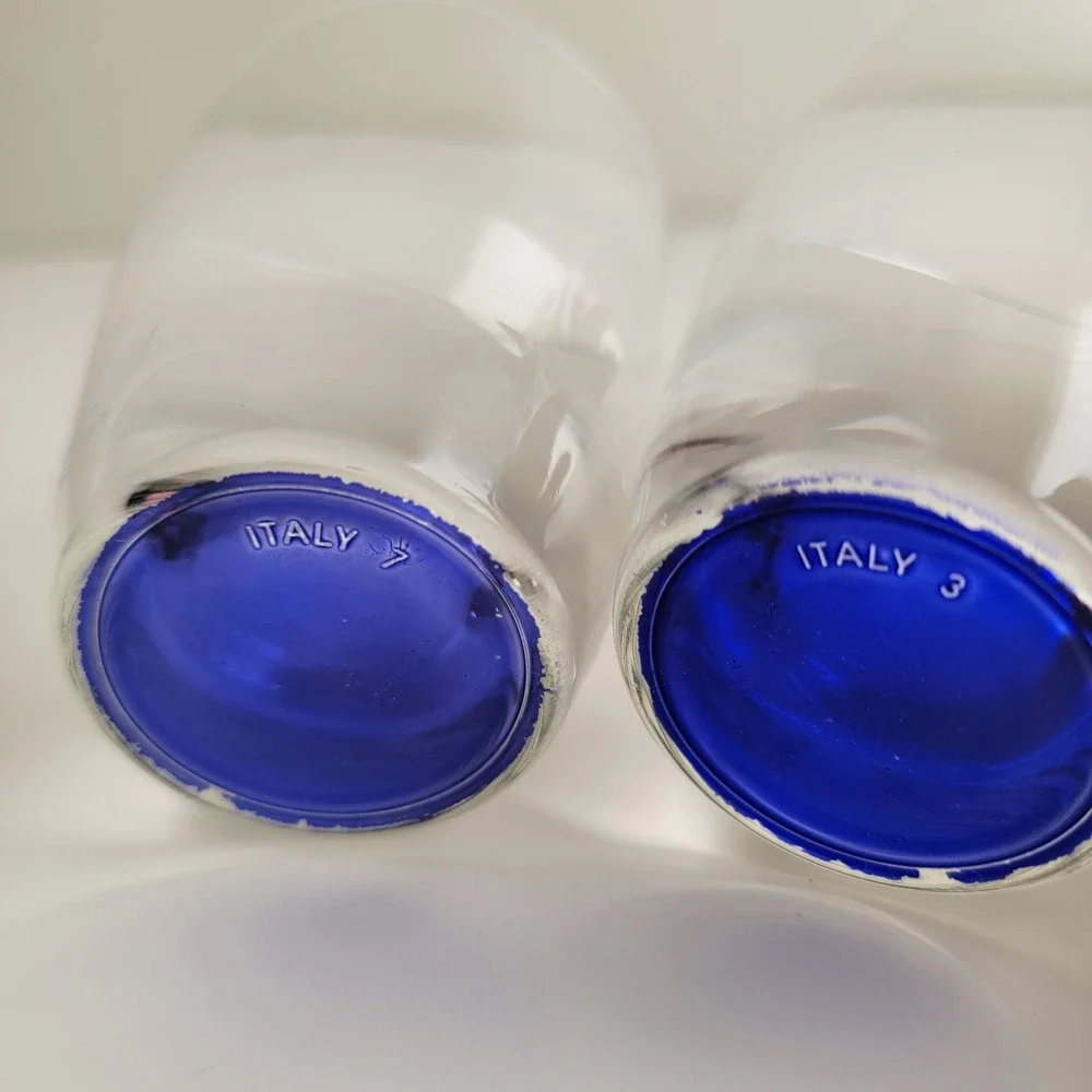 Ciroc Vodka‎ Rocks Glasses Set of 2 Blue Base Italy Excellent Barware
